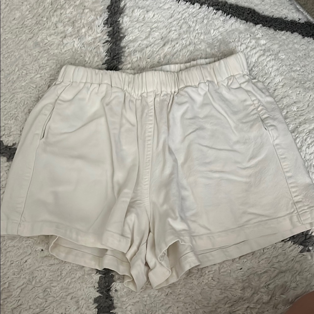 Brandy Melville White Flowy Shorts with Elastic Waist